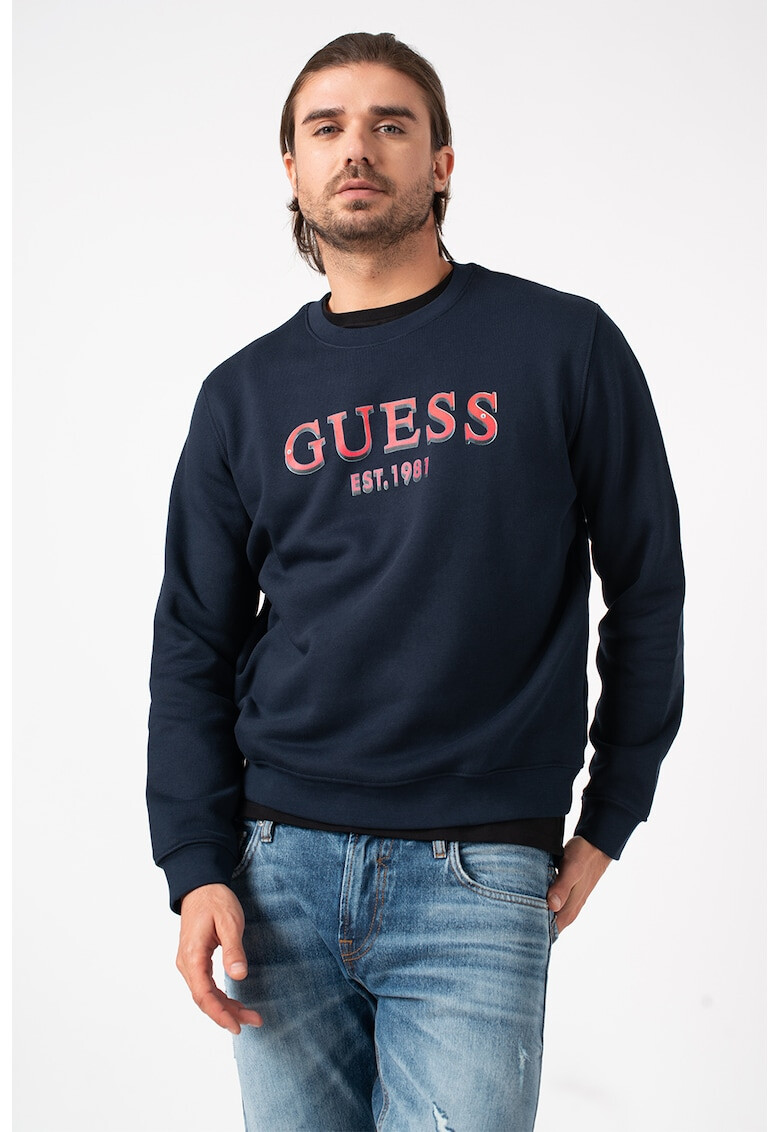 GUESS JEANS Суитшърт с овално деколте и лого - Pepit.bg