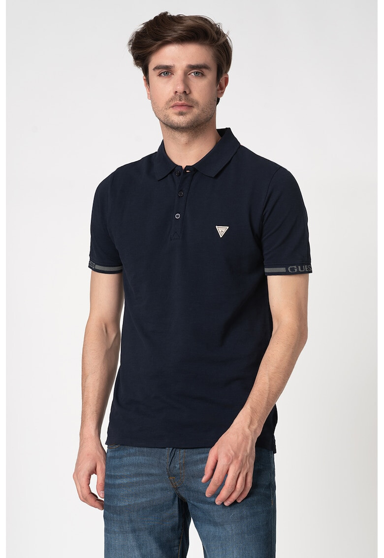 GUESS JEANS Тениска с яка и лого - Pepit.bg