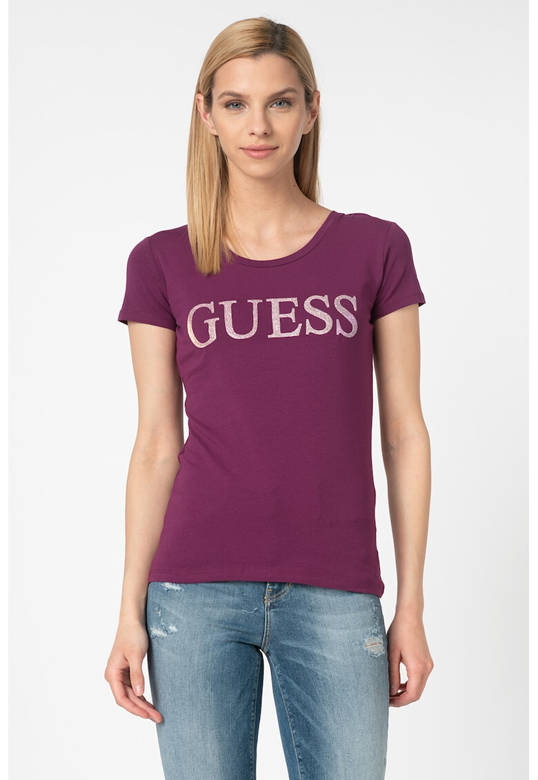 GUESS JEANS Тениска с бляскаво лого - Pepit.bg