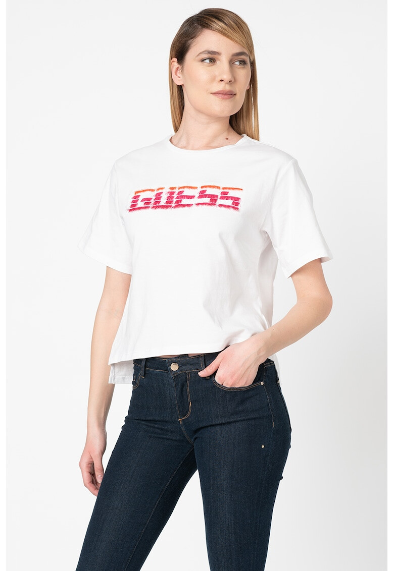 GUESS JEANS Тениска с асиметричен подгъв - Pepit.bg