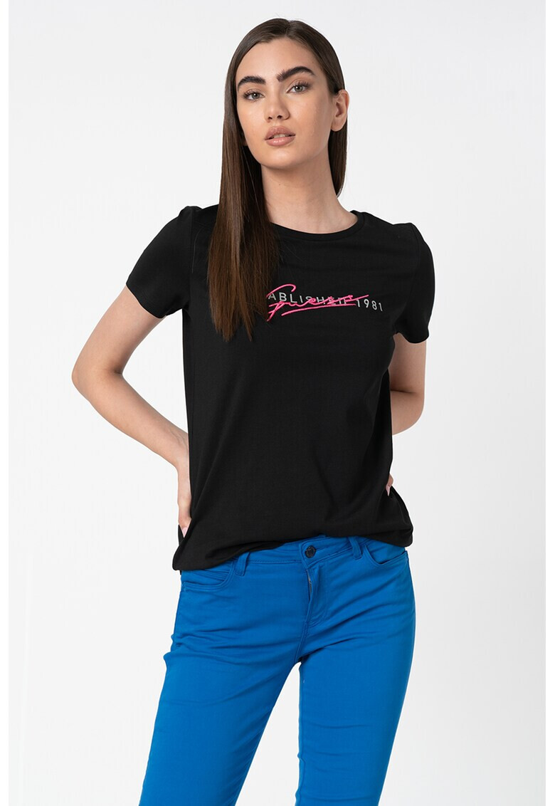 GUESS JEANS Тениска с контрастно бродирано лого - Pepit.bg