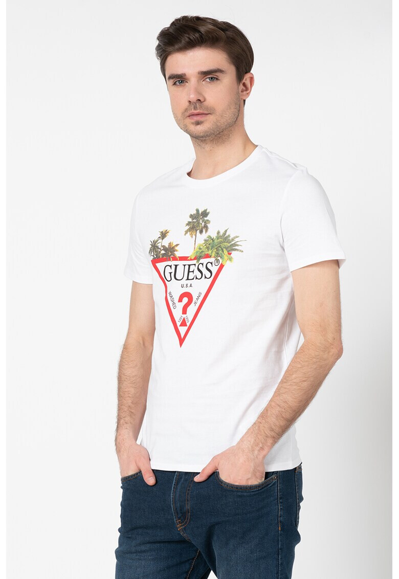 GUESS JEANS Тениска с гумирана щампа - Pepit.bg