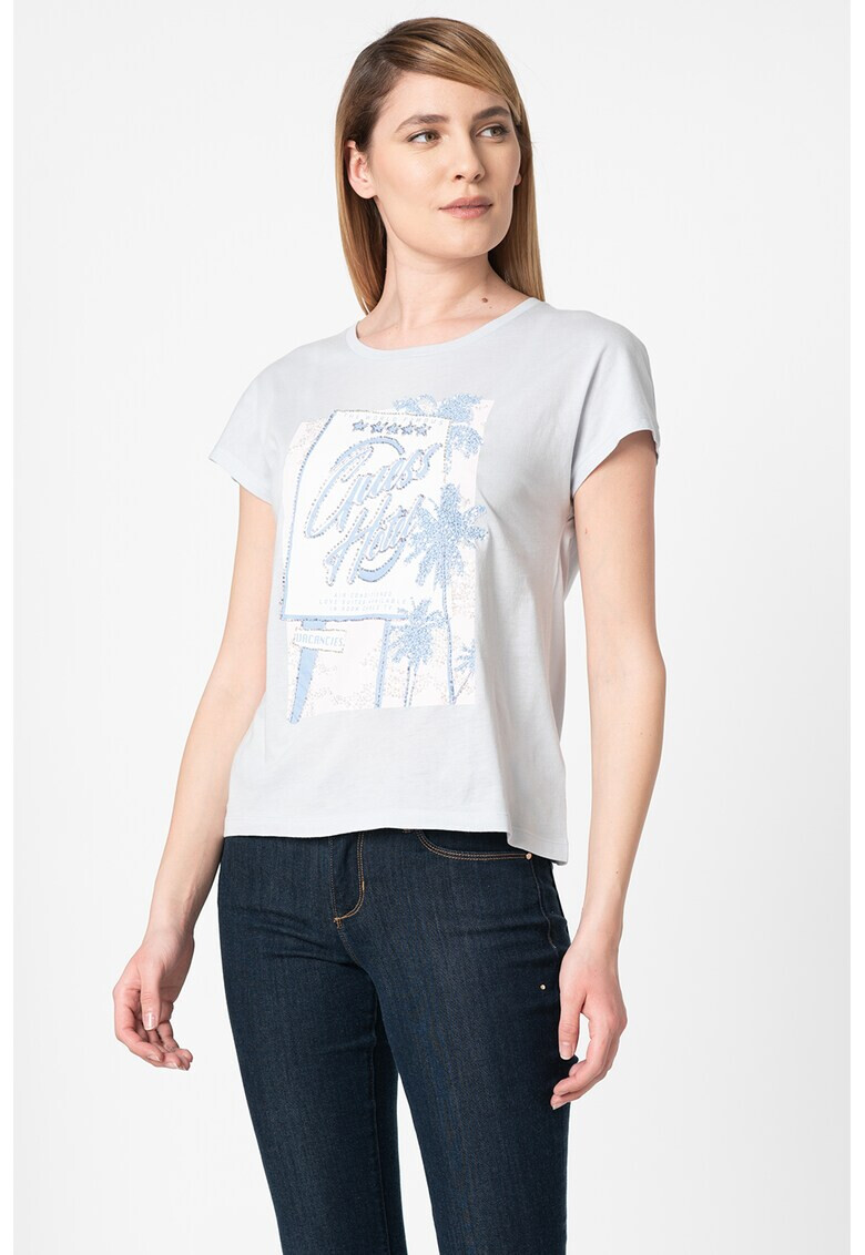 GUESS JEANS Тениска с модал и пайети - Pepit.bg