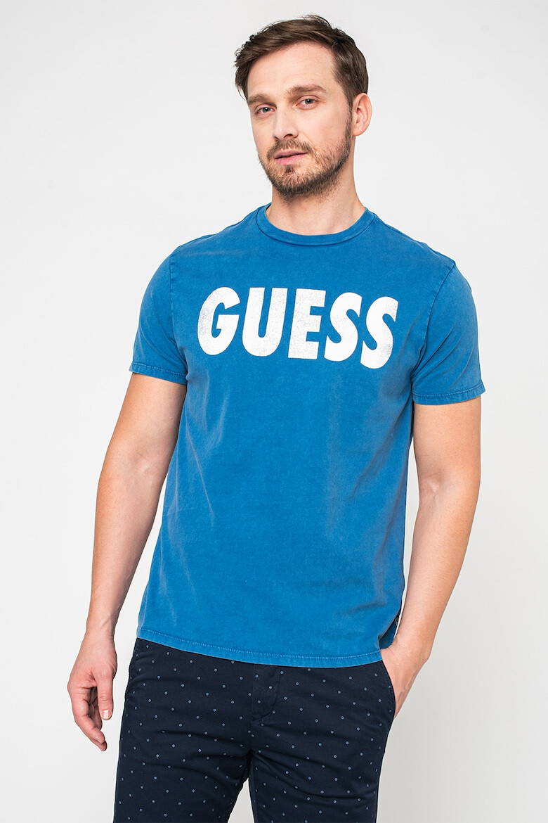 GUESS JEANS Тениска с овално деколте и лого - Pepit.bg