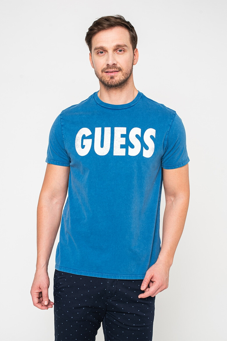 GUESS JEANS Тениска с овално деколте и лого - Pepit.bg