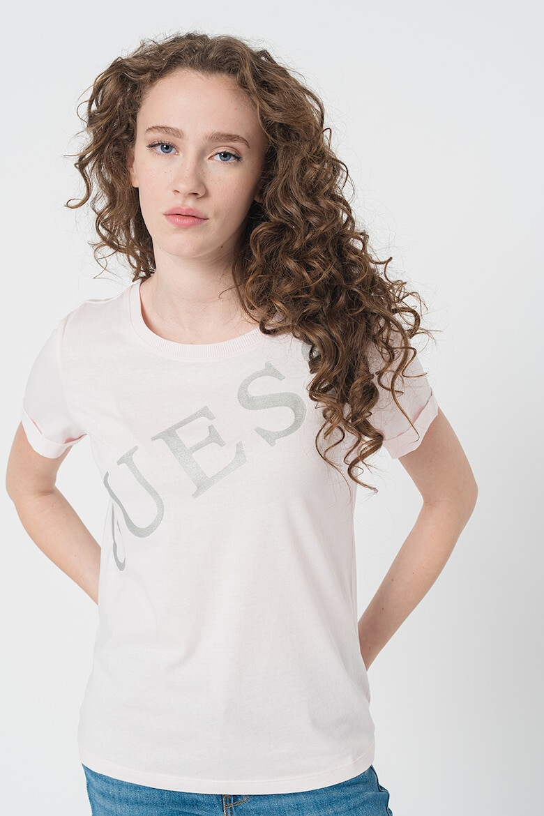 GUESS JEANS Тениска с овално деколте и лого - Pepit.bg