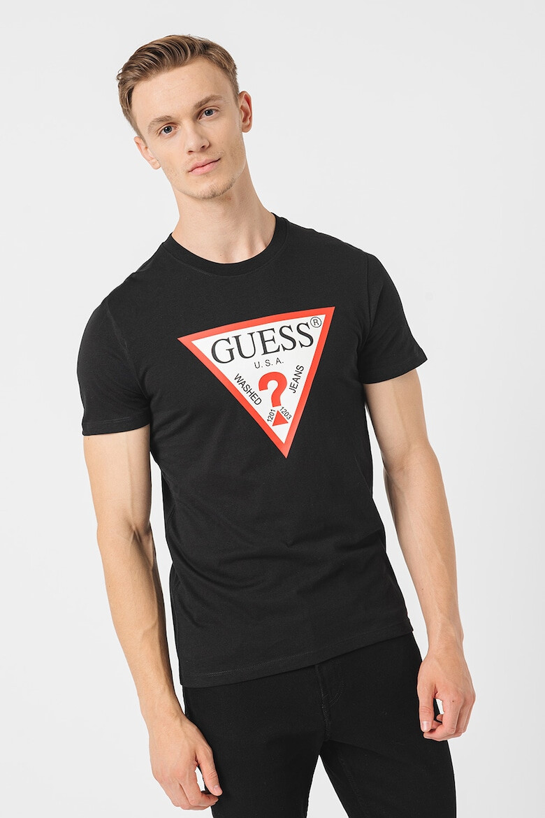 GUESS JEANS Тениска с овално деколте и лого - Pepit.bg