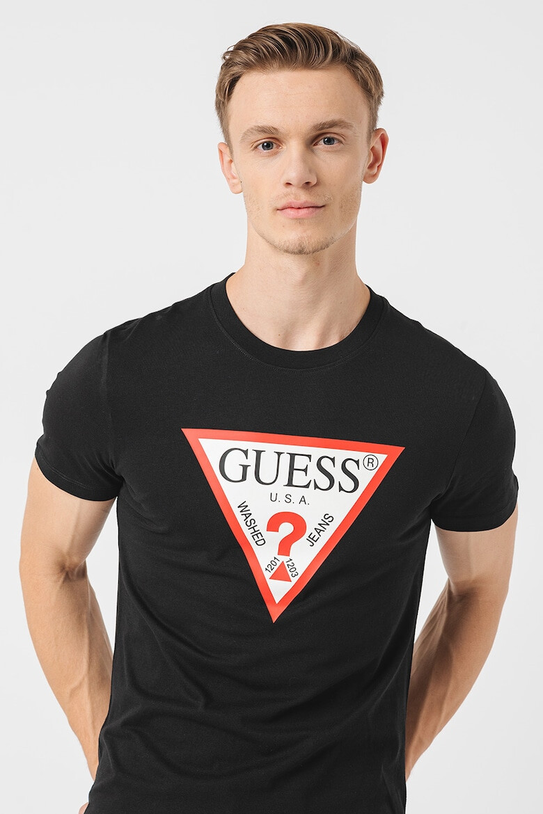 GUESS JEANS Тениска с овално деколте и лого - Pepit.bg