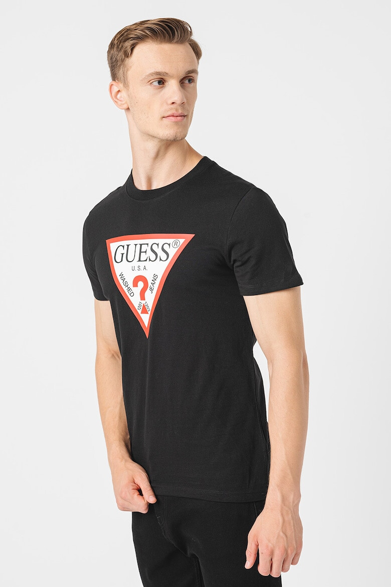 GUESS JEANS Тениска с овално деколте и лого - Pepit.bg