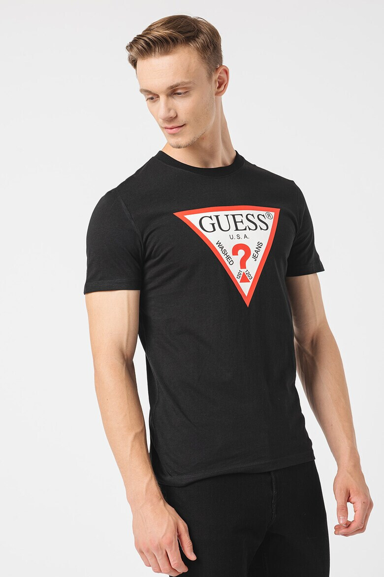 GUESS JEANS Тениска с овално деколте и лого - Pepit.bg