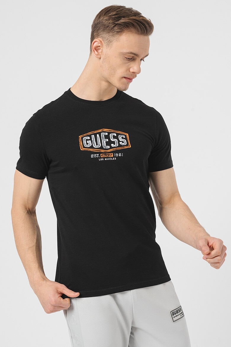 GUESS JEANS Тениска с овално деколте и лого - Pepit.bg