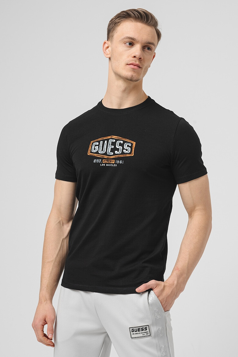 GUESS JEANS Тениска с овално деколте и лого - Pepit.bg