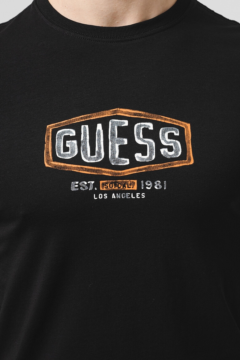 GUESS JEANS Тениска с овално деколте и лого - Pepit.bg