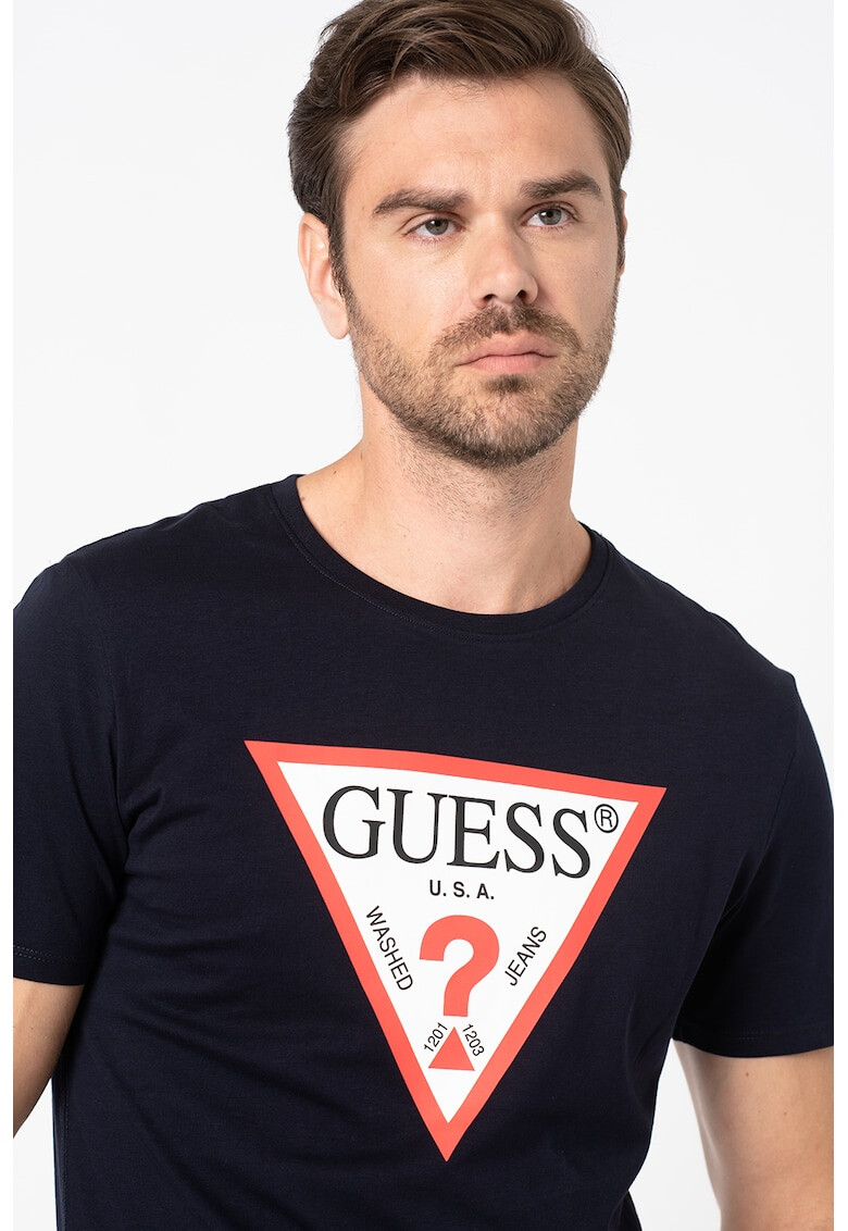 GUESS JEANS Тениска с овално деколте и лого - Pepit.bg