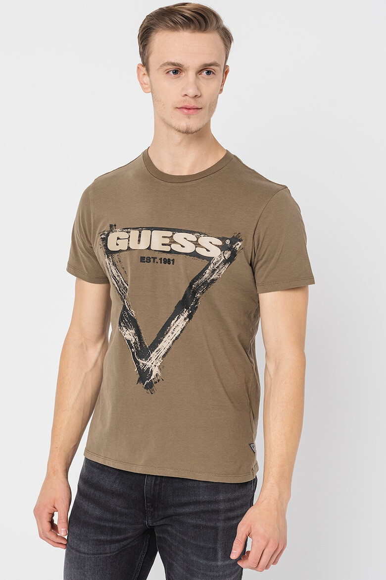 GUESS JEANS Тениска с шарка с лого - Pepit.bg