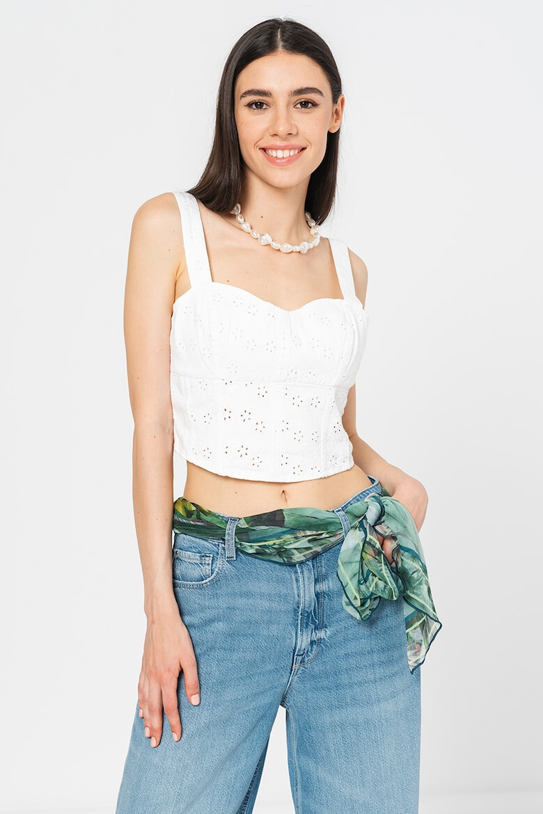 GUESS JEANS Топ с английска бродерия - Pepit.bg