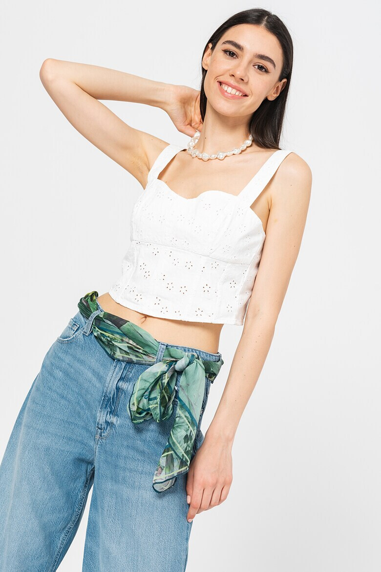 GUESS JEANS Топ с английска бродерия - Pepit.bg