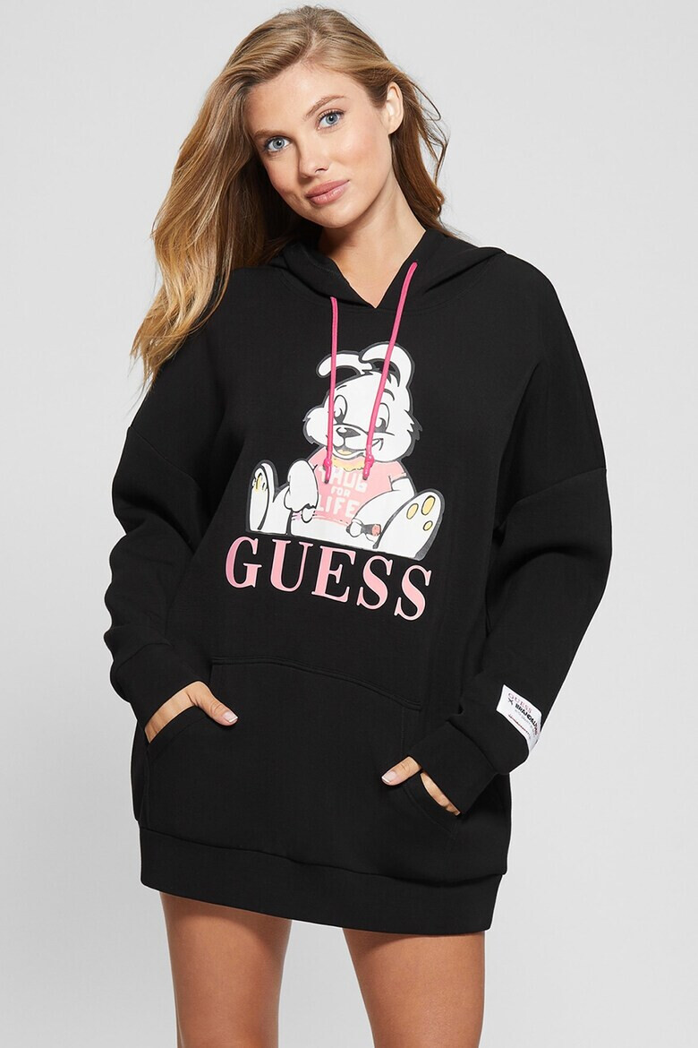 GUESS JEANS Уголемено худи с фигурална шарка - Pepit.bg
