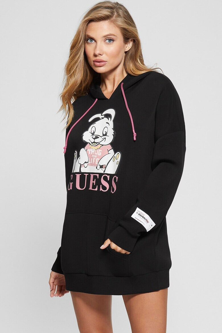 GUESS JEANS Уголемено худи с фигурална шарка - Pepit.bg