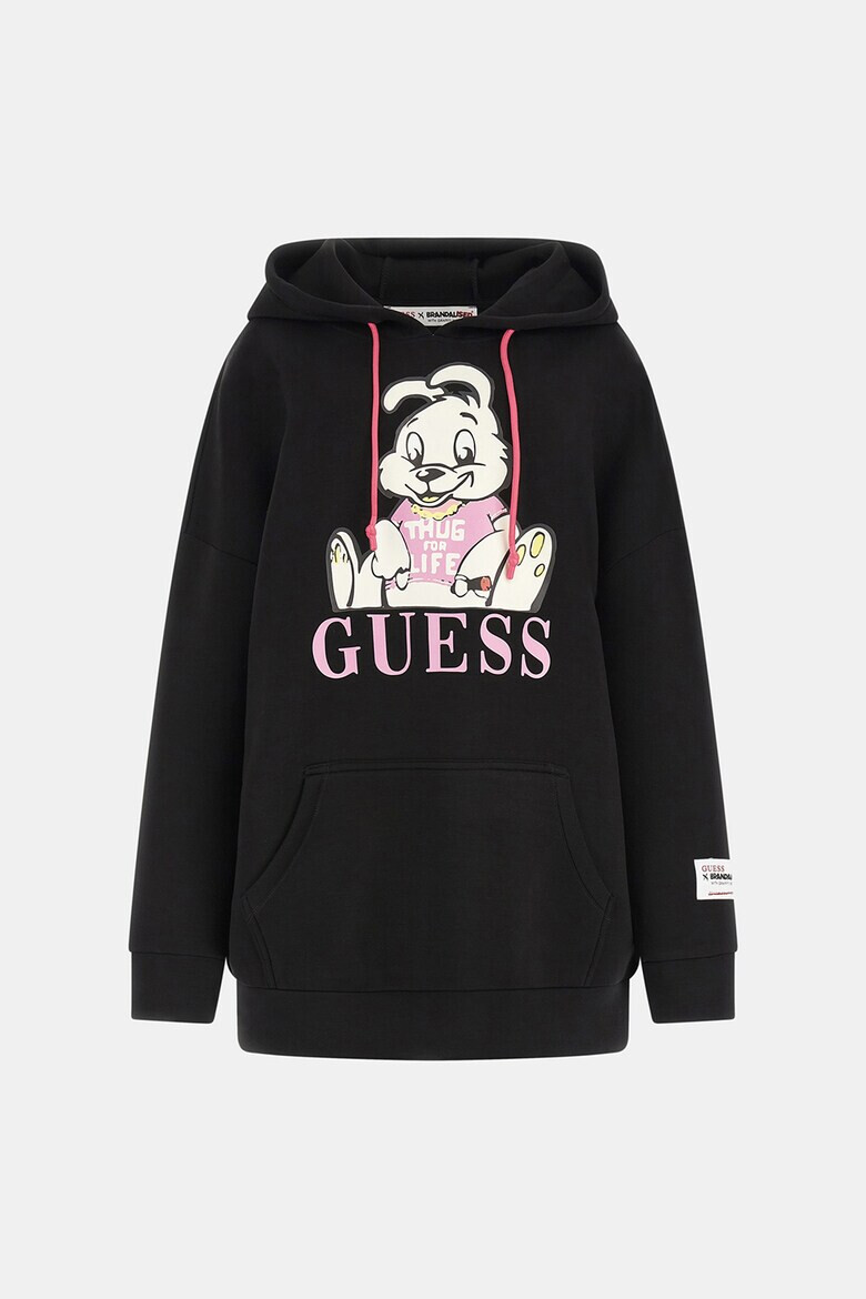 GUESS JEANS Уголемено худи с фигурална шарка - Pepit.bg