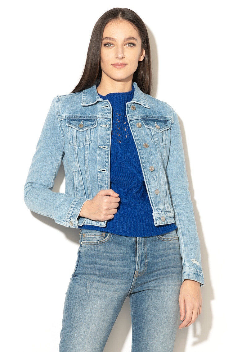 GUESS JEANS Яке от деним с бродиран текст - Pepit.bg