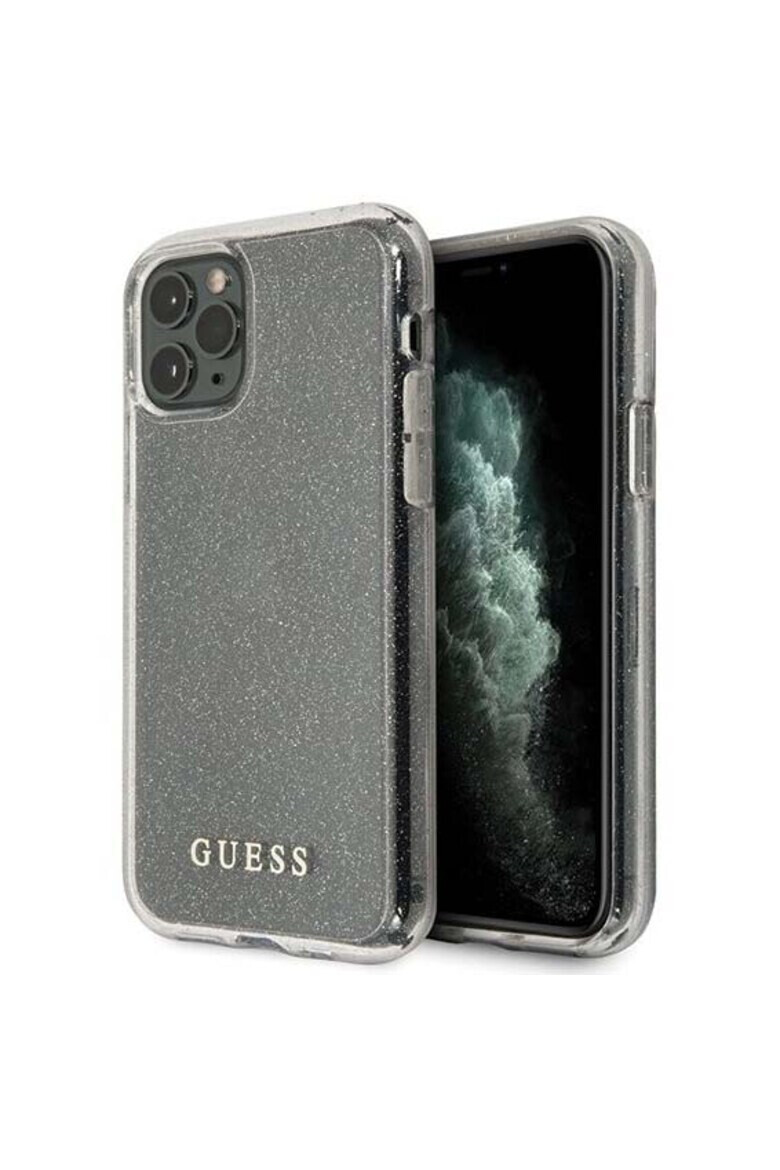 GUESS Калъф Glitter Circle за iPhone 11 Pro - Silver - Pepit.bg