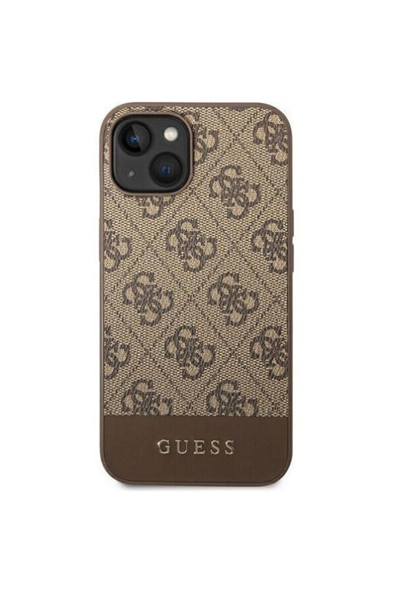 GUESS Калъф Stripe 4G - За iPhone 14 Plus - Кафяв - Pepit.bg