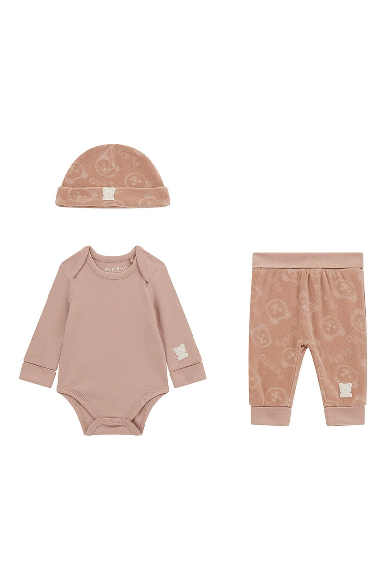 GUESS KIDS Памучни боди панталон и шапка - 3 части - Pepit.bg