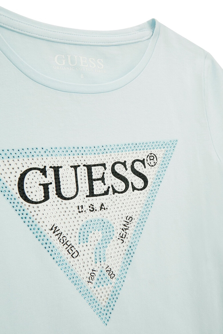 GUESS KIDS Тениска с лого и декоративни камъни - Pepit.bg