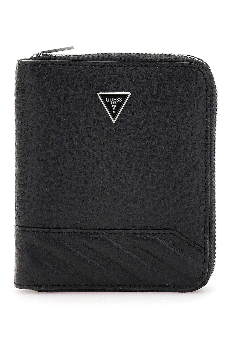 GUESS Кожен портфейл с цип - Черен - Pepit.bg