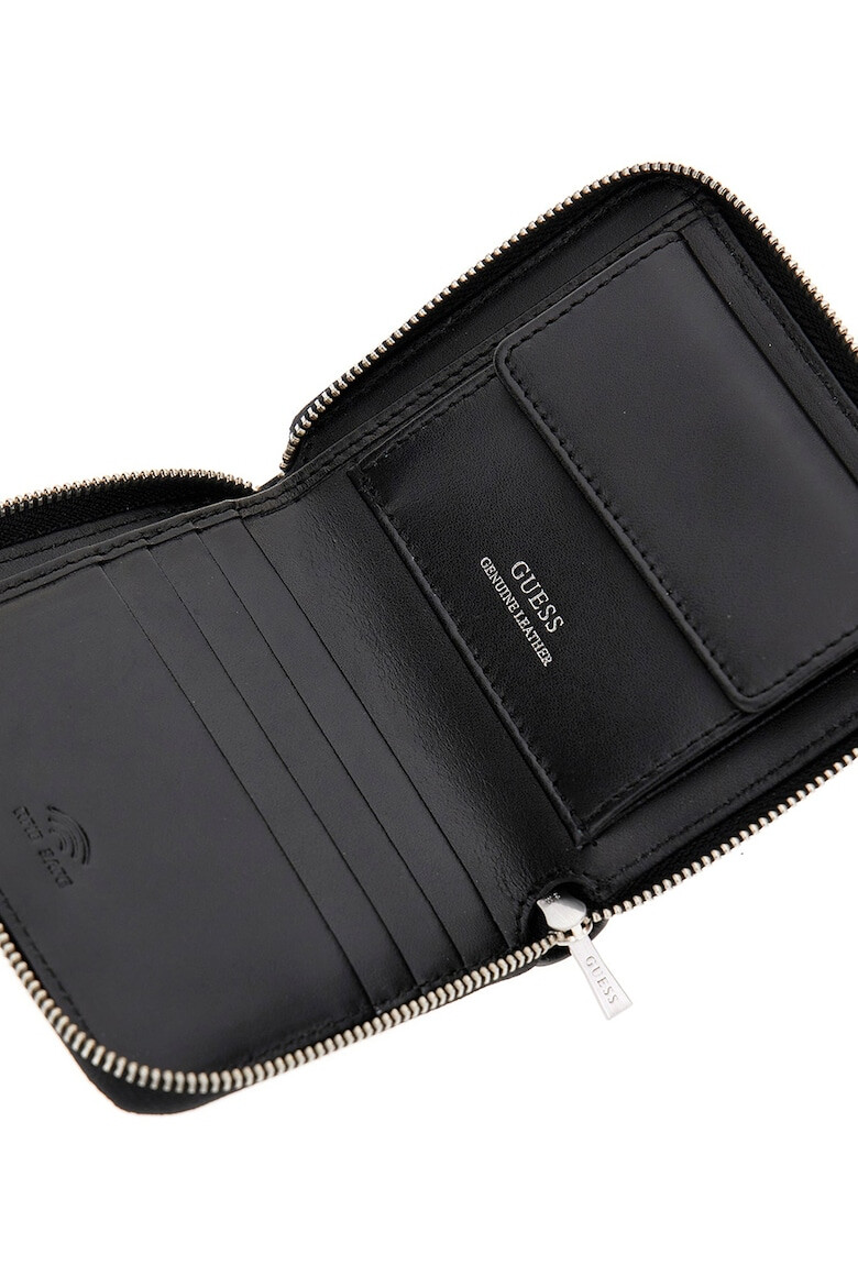 GUESS Кожен портфейл с цип - Черен - Pepit.bg