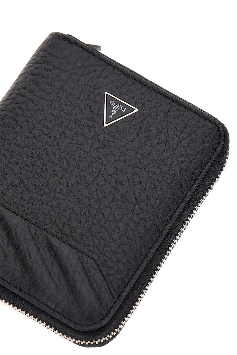 GUESS Кожен портфейл с цип - Черен - Pepit.bg