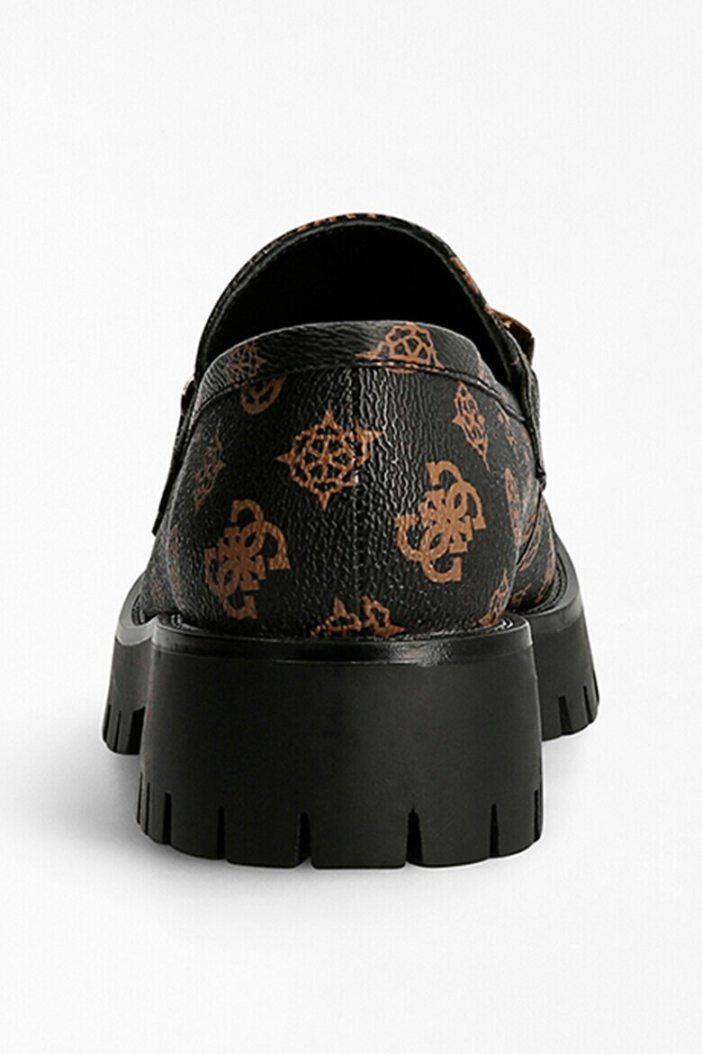 GUESS Кожени мокасини с десен с монограм - Pepit.bg