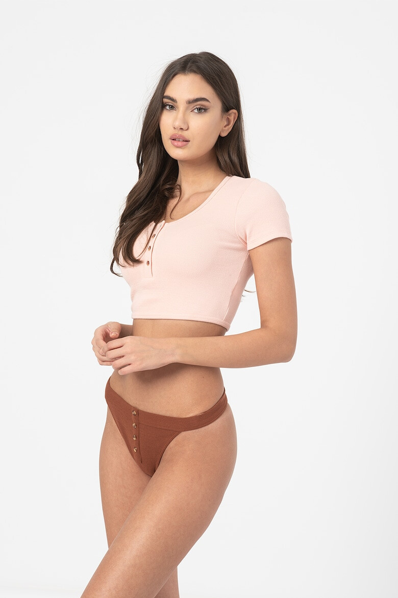 Guess Къса домашна тениска с рипс - Pepit.bg