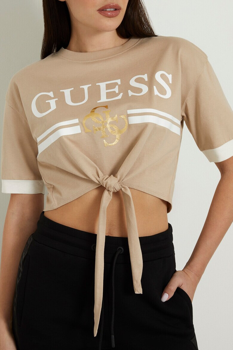 GUESS Къса фитнес тениска с лого - Pepit.bg