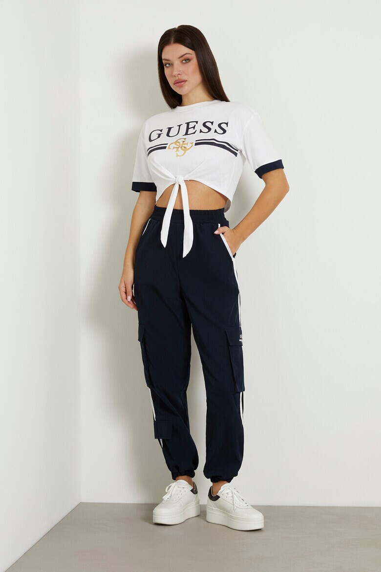 GUESS Къса фитнес тениска с лого - Pepit.bg