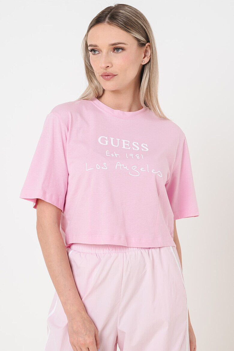 GUESS Къса фитнес тениска с принт - Pepit.bg
