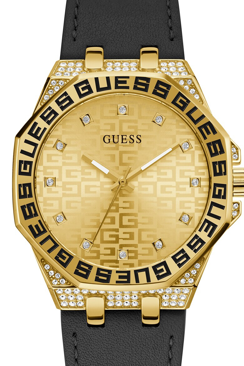 Guess Кварцов часовник с кожена каишка - Pepit.bg
