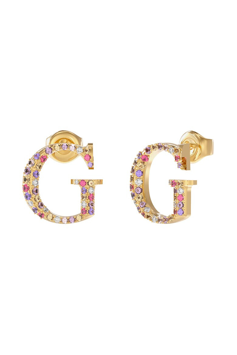 Guess Обеци с форма на монограм с кристали - Pepit.bg