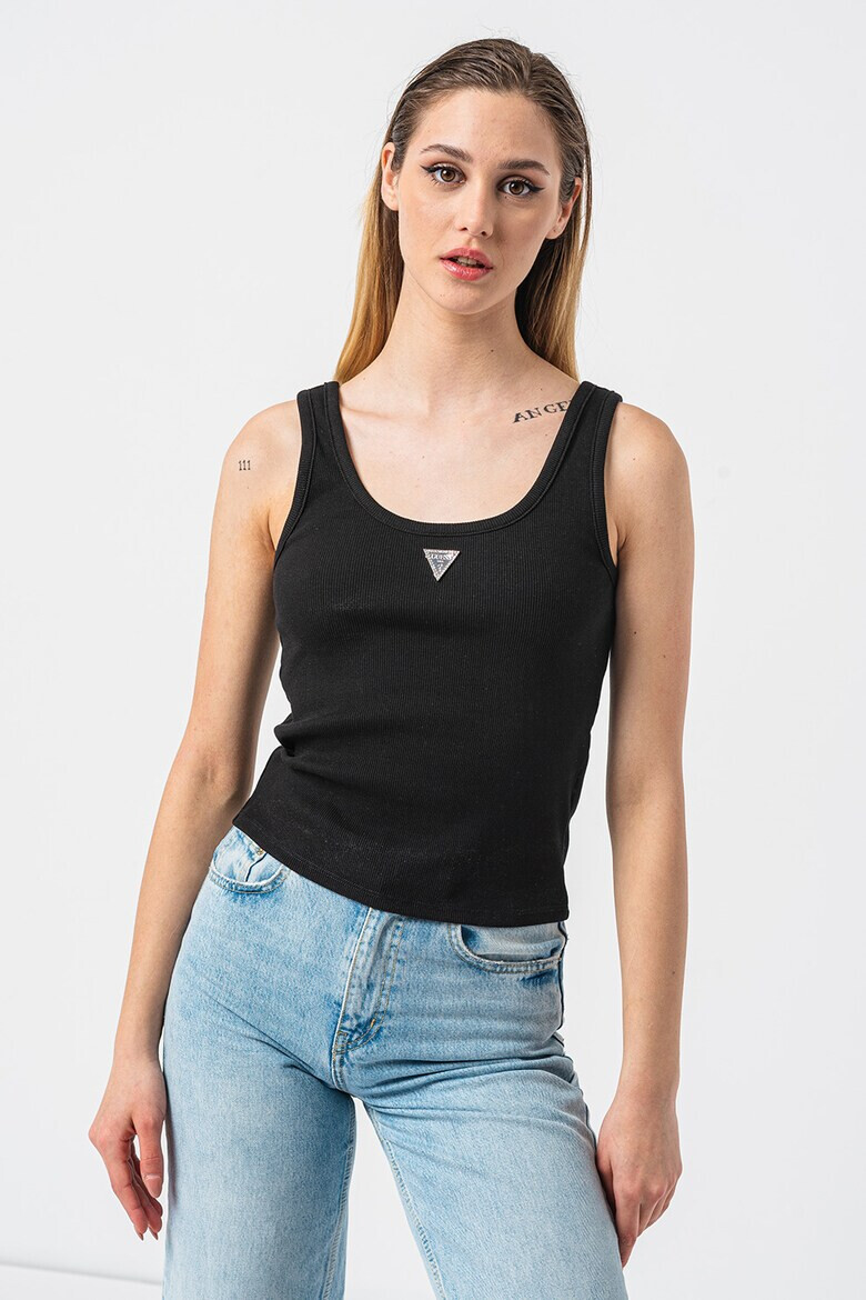 GUESS Памучен рипсен топ - Pepit.bg