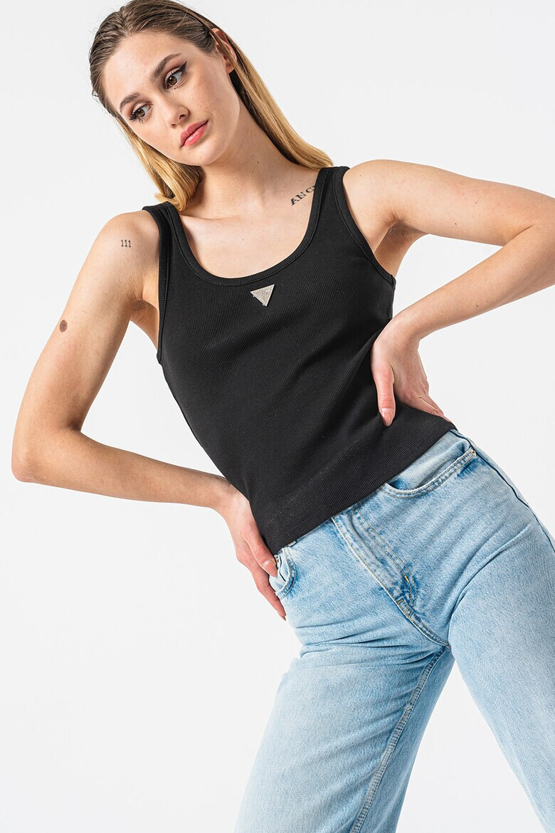 GUESS Памучен рипсен топ - Pepit.bg