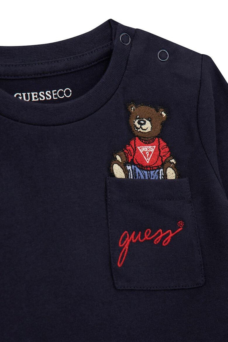 GUESS KIDS GUESS - Памучна блуза с бродирано мече - Pepit.bg