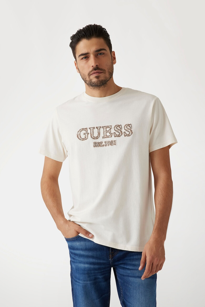 GUESS Памучна тениска с бродирано лого - Pepit.bg