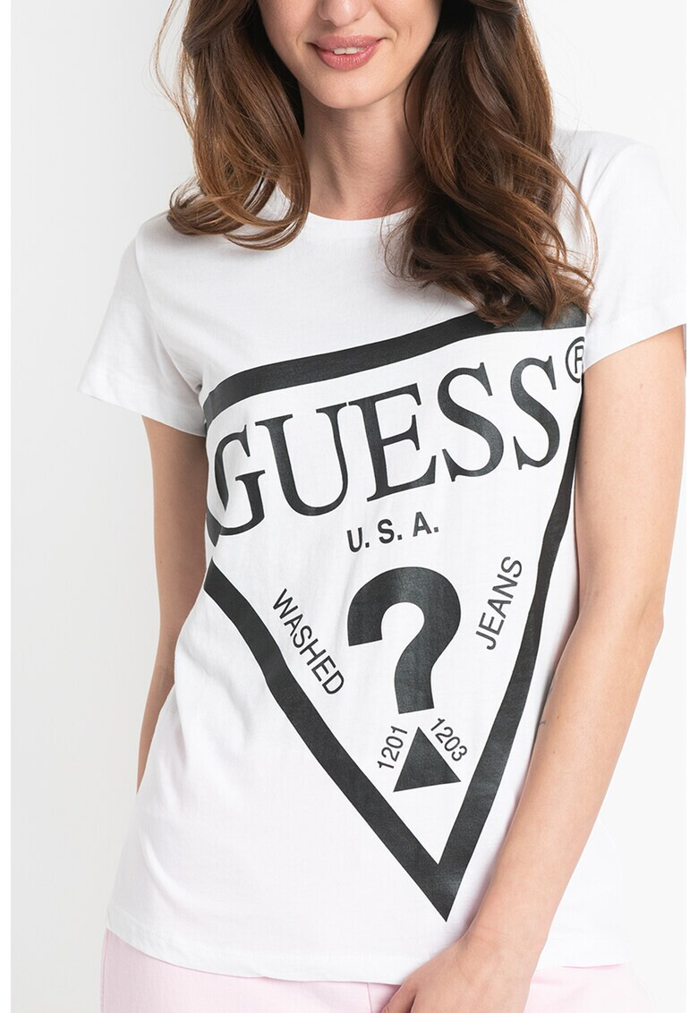 Guess Памучна тениска с лого - Pepit.bg