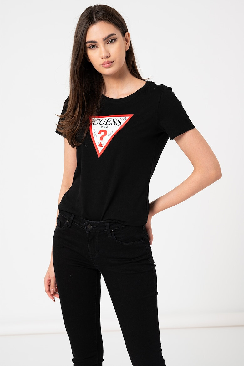 GUESS Памучна тениска с лого - Pepit.bg