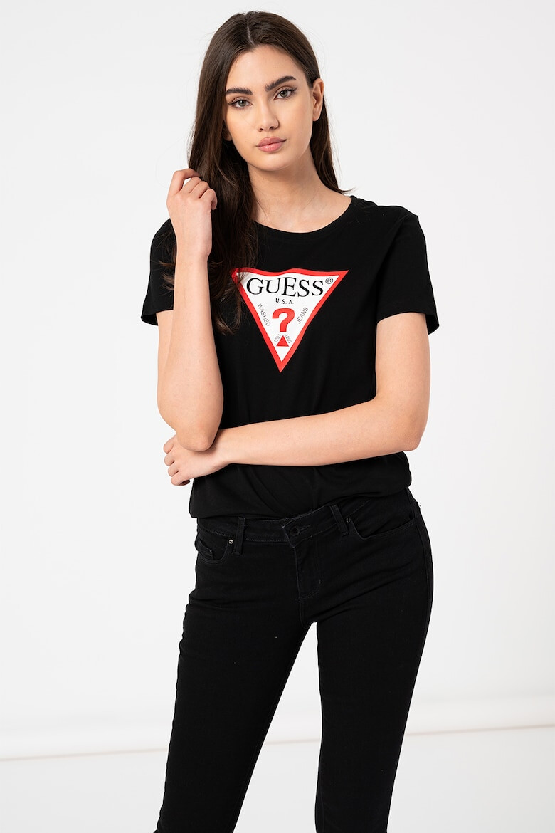 GUESS Памучна тениска с лого - Pepit.bg