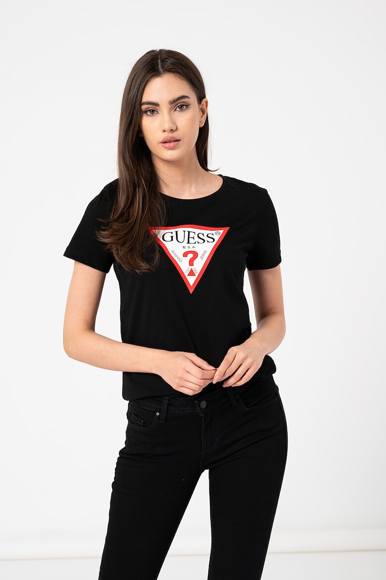 GUESS Памучна тениска с лого - Pepit.bg