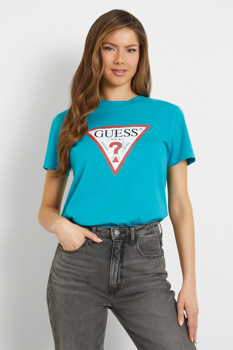 GUESS Памучна тениска с лого - Pepit.bg