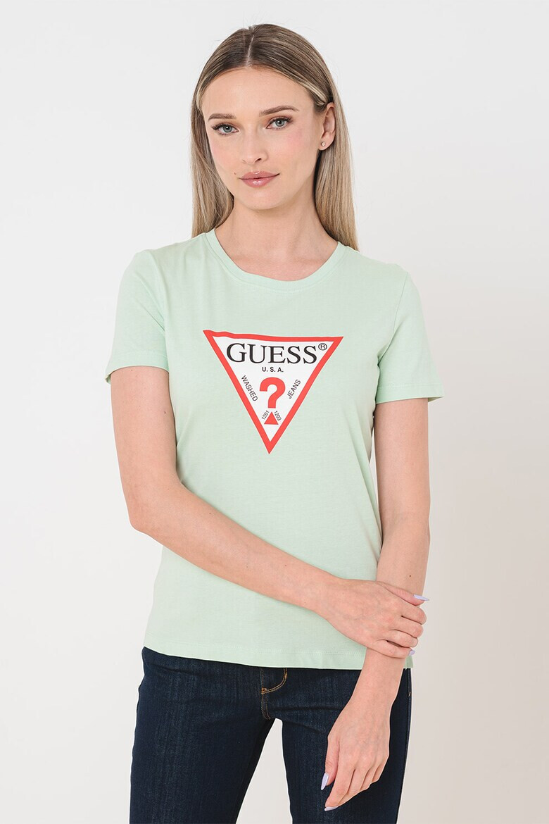 GUESS Памучна тениска с лого - Pepit.bg