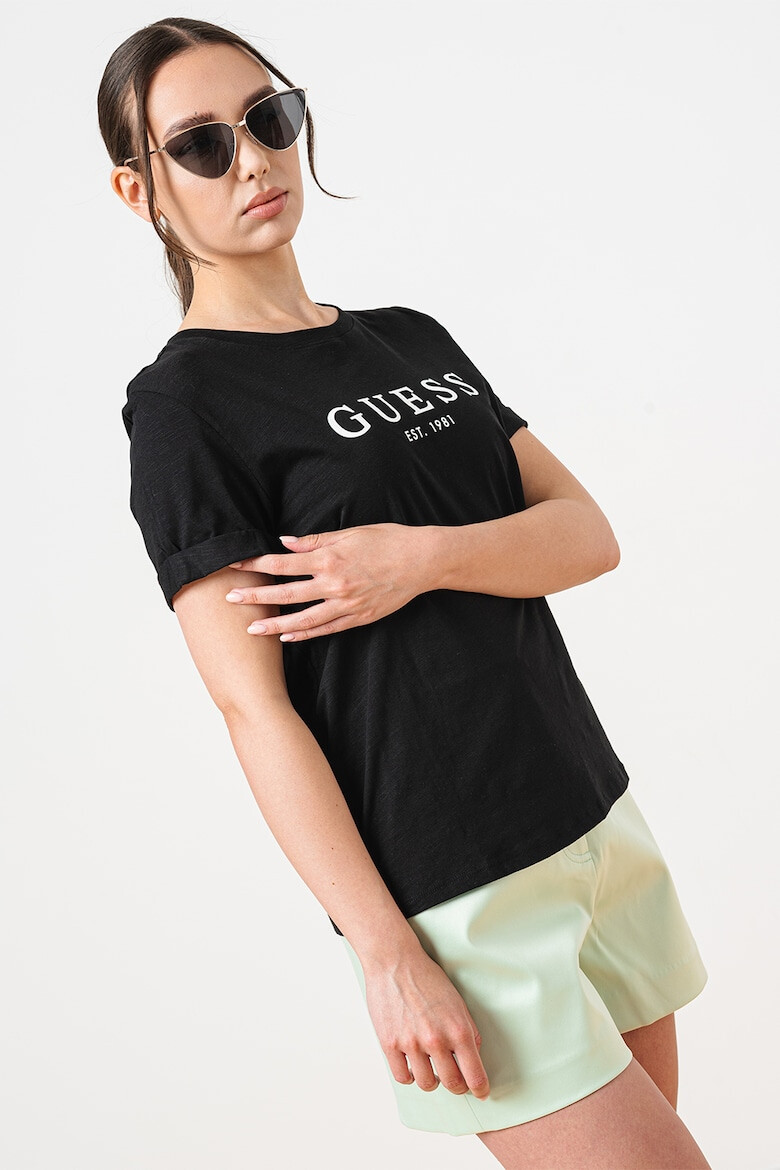 GUESS Памучна тениска с лого - Pepit.bg